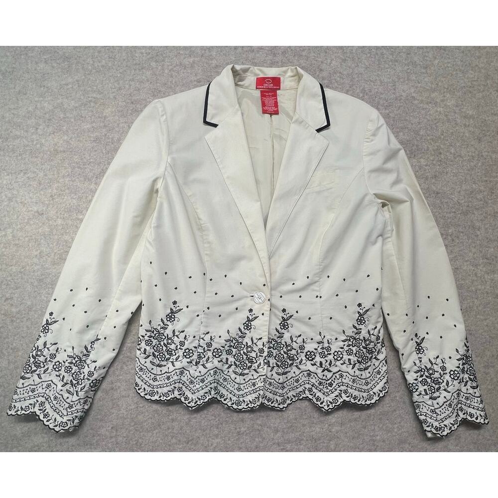 Oscar de la Renta Embroidered Blazer‎ Jacket Women's Size 14